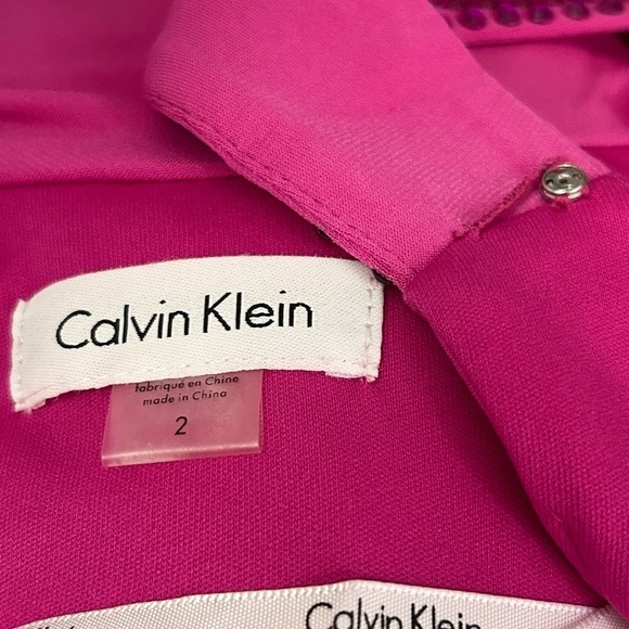 Calvin Klein Dress Gown Train Glass Beading Jersey Knit Ruched Draped Cowl Back - Picture 14 of 16